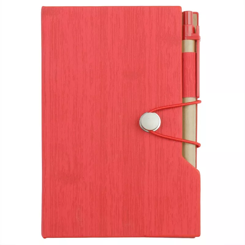 Zestaw do notatek, notatnik ok. A6, karteczki samoprzylepne, długopis - czerwony (V2945-05)