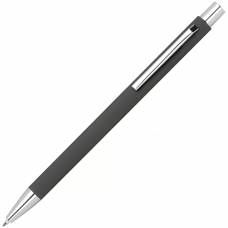 Długopis metalowy z powierzchnią soft touch - ciemnoszary (1368077)
