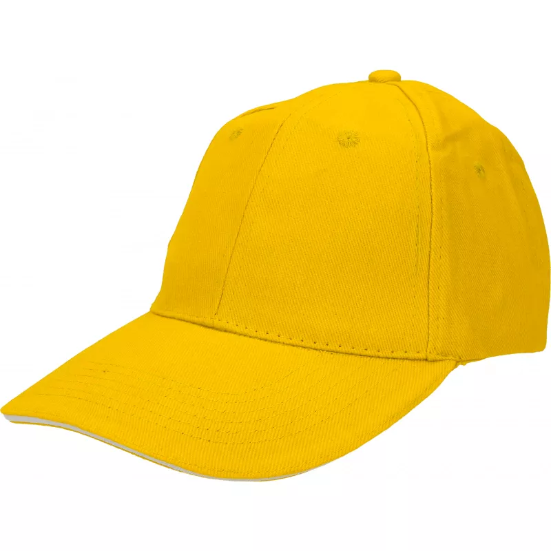 Czapka z daszkiem bawełniana 6 paneli, 260 g/m² CURTIS - żółty (5046608)