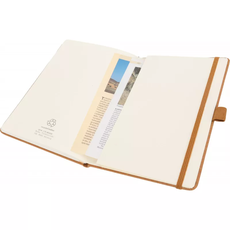 Notatnik A5 w linie ze skóry z recyklingu TRACY - brązowy (2274601)