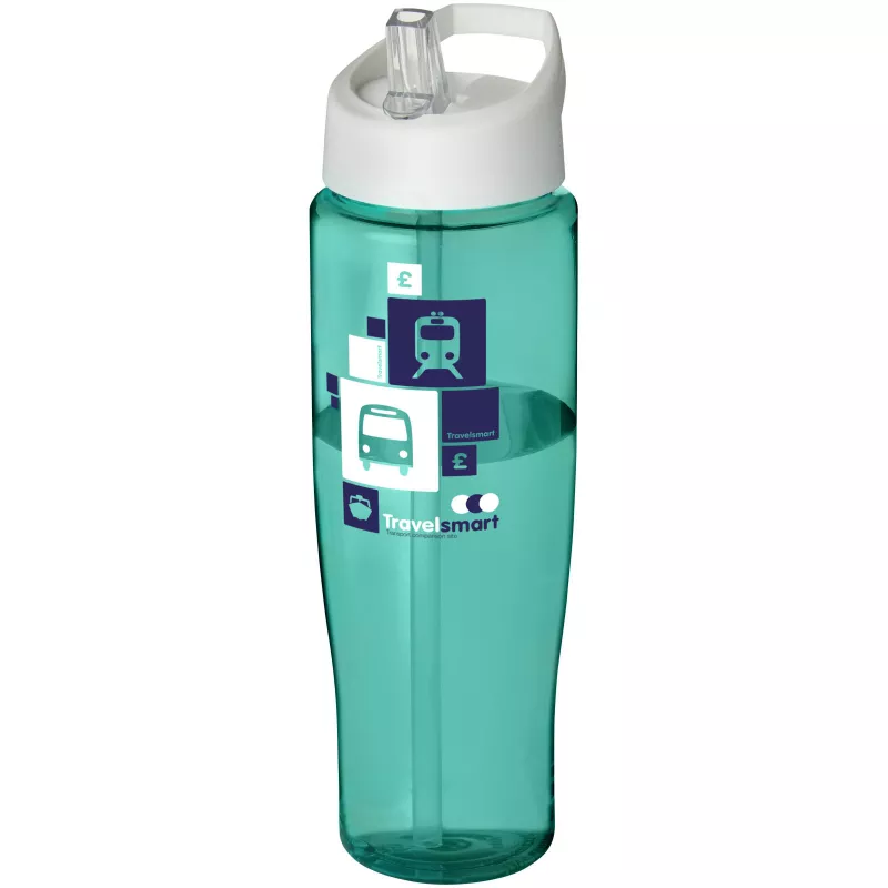 Bidon H2O Tempo® o pojemności 700 ml z wieczkiem z słomką - Biały-Błękitny (21004413)