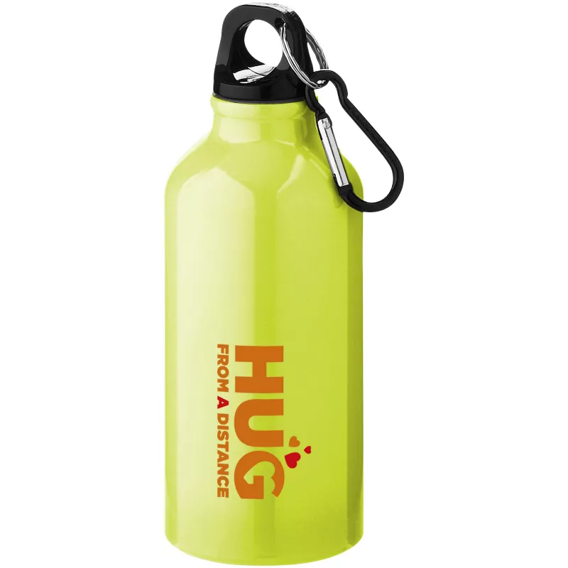 Butelka reklamowa 400 ml Oregon aluminiowa z karabińczykiem - Neonowy żółty (10000206)
