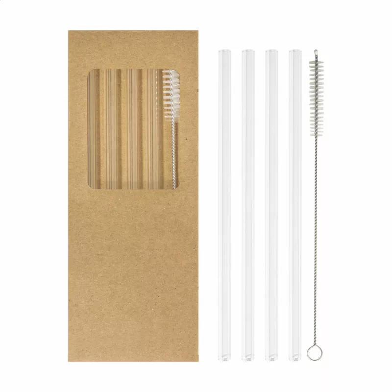 Borosip zestaw szklanych słomek - transparentny (AP800271)