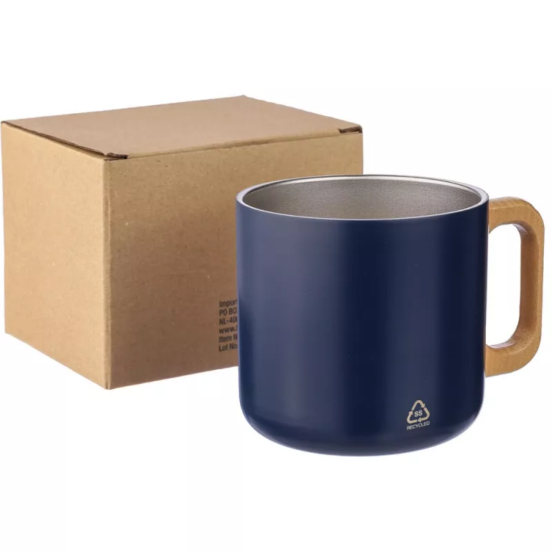 Kubek 400 ml ze stali nierdzewnej z recyklingu - granatowy (VA452-04)