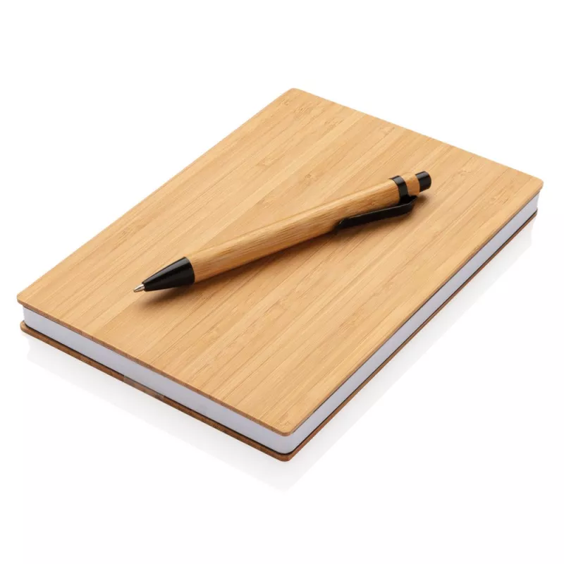 Bambusowy notatnik A5 z bambusowym długopisem - brązowy (P772.159)