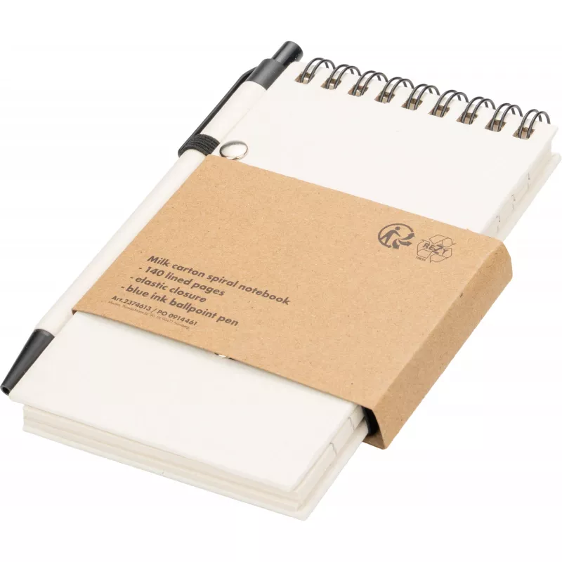 Notes A6 w linie z kartonu po mleku z długopisem AUSTIN - beżowy (374613)