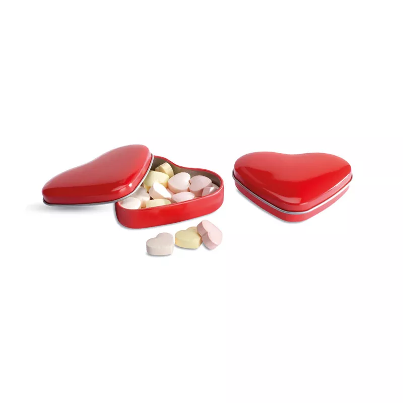 Cukierki 24 g w metalowej puszce serce LOVEMINT - Czerwony (MO7234-05)