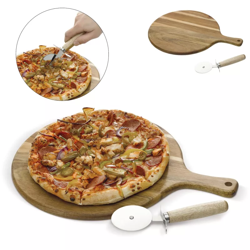 Deska do pizzy z nożem - drewniany (LT94504-N0093)