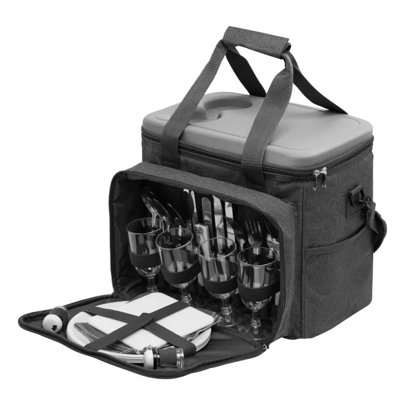 Torba piknikowa dla 4 osób - czarny, szary (56-0604081)