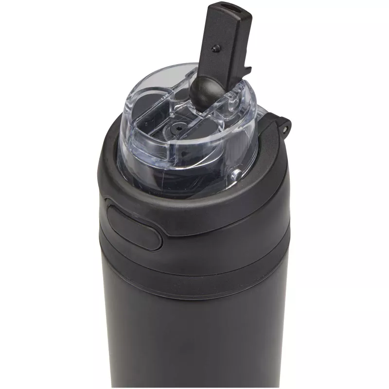 Bidon na wodę Theron 800 ml z jednowarstwowej stali nierdzewnej pochodzącej z recyklingu, certyfikowanej zgodnie z RCS, z pok - Czarny (10095190)