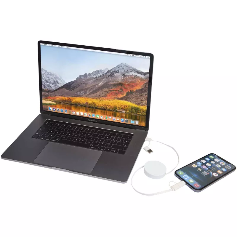 Citala zwijany kabel do synchronizacji danych i szybkiego ładowania 5 w 1 40 W o długości 90 cm z tworzyw sztucznych pochodzących z recyklingu - Biały (12443001)