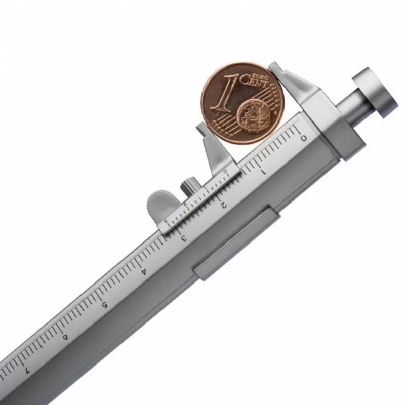 Długopis plastikowy z suwmiarką PRESCOT - szary (197207)