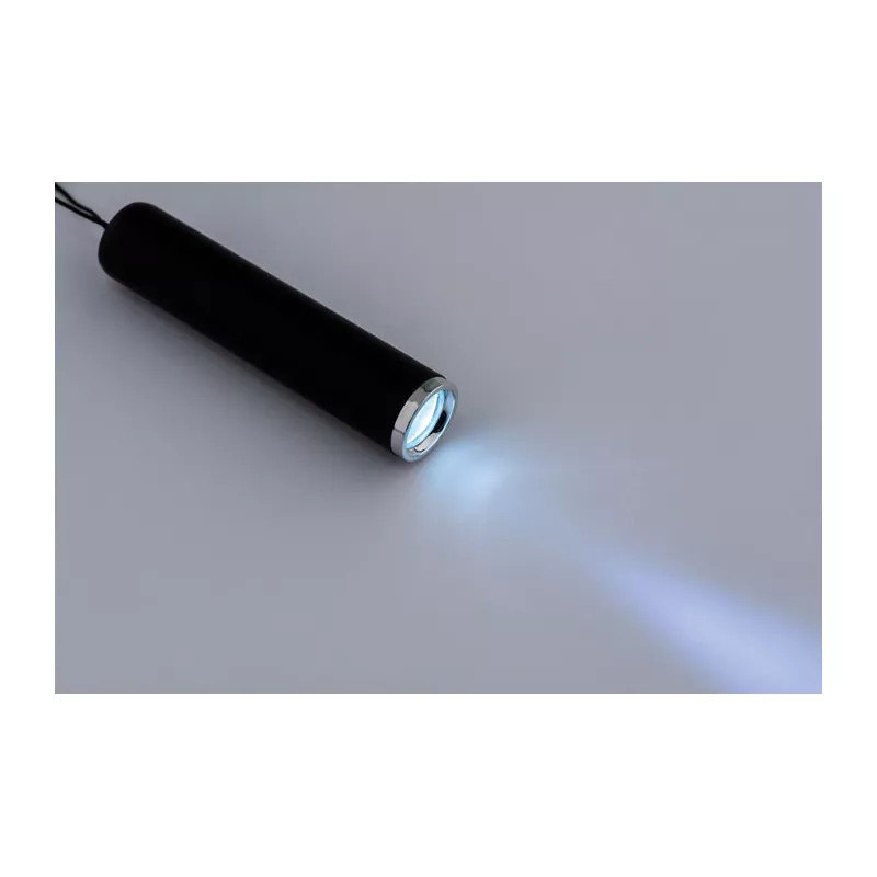 Brelok z latarką LED i podświetleniem SANLIGHT - Czarny (MO9469-03)
