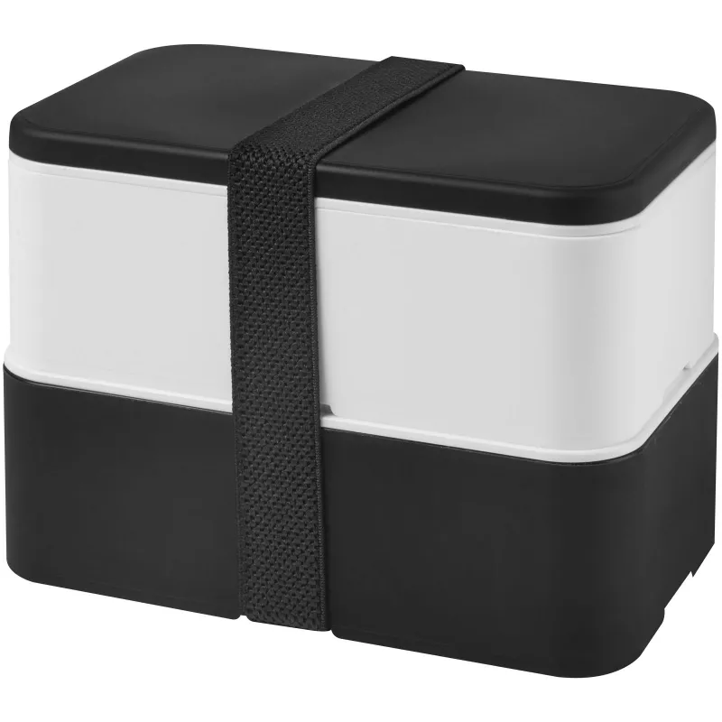 Dwupoziomowe pudełko na lunch 2 x 700 m MIYO - Biały-Czarny (21047003)