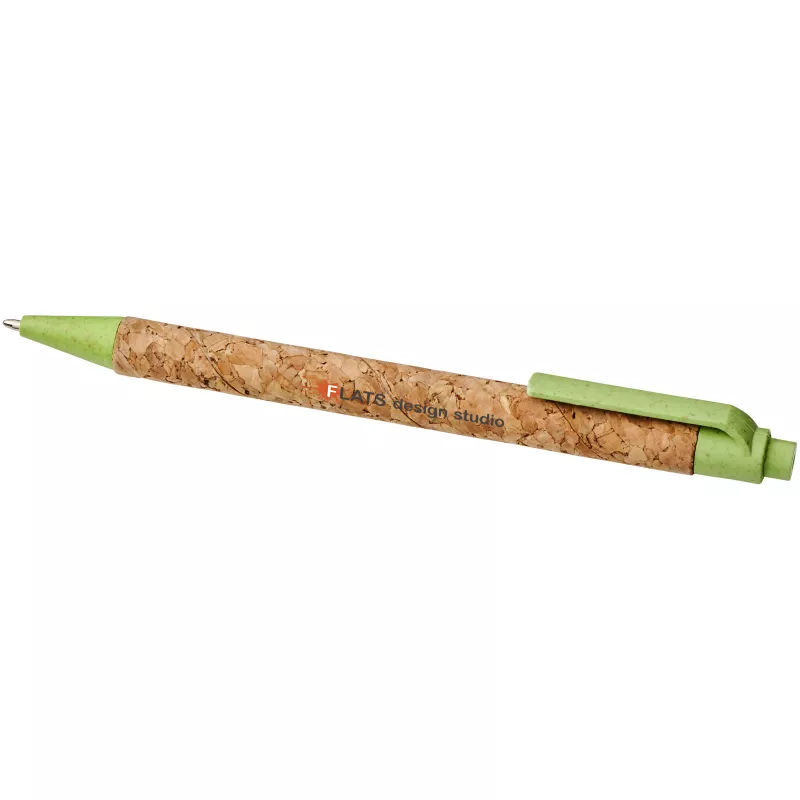 Długopis Midar z korka i słomy pszennej - Piasek pustyni-Zielone jabłuszko (10738502)