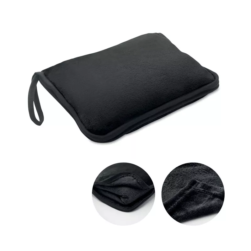 Koc podróżny i poduszka 2 w 1 220 g/m² COZY - Czarny (MO2568-03)