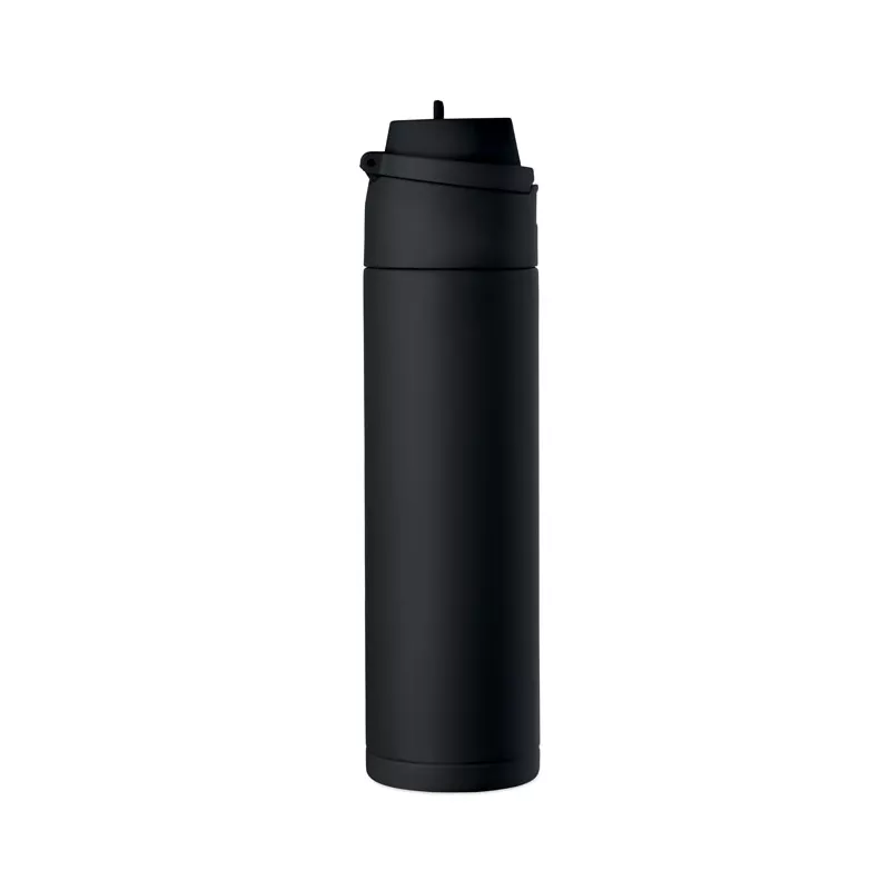 Butelka stalowa ze słomką 650 ml TOIEN ONE - Czarny (MO2989-03)
