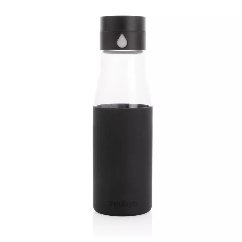 Szklana butelka 650 ml Ukiyo, monitorująca ilość wypitej wody - czarny (P436.721)