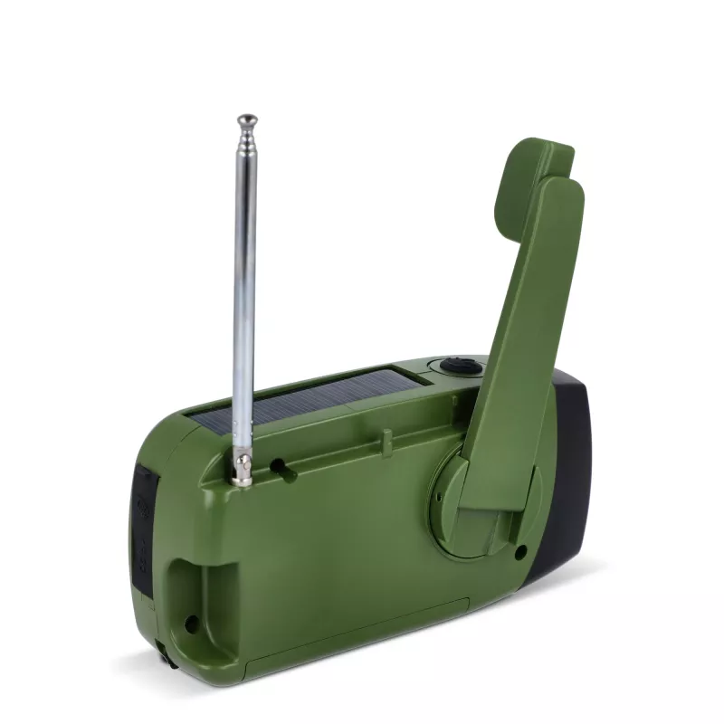 SafeSound Radio awaryjne zasilane energią słoneczną i korbką - ciemnozielony (LT95607-N0030)