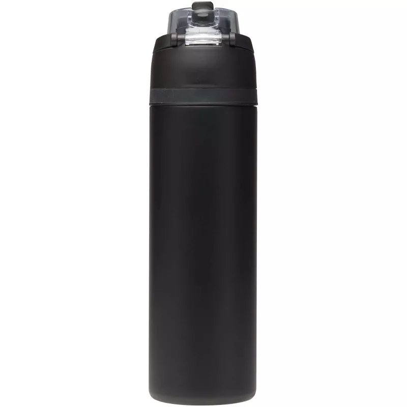 Bidon na wodę Theron 800 ml z jednowarstwowej stali nierdzewnej pochodzącej z recyklingu, certyfikowanej zgodnie z RCS, z pok - Czarny (10095190)