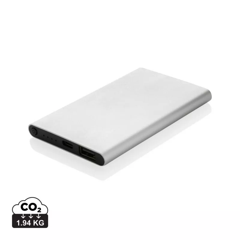 Power bank 4000 mAh z aluminium z recyklingu - srebrny (P322.422)