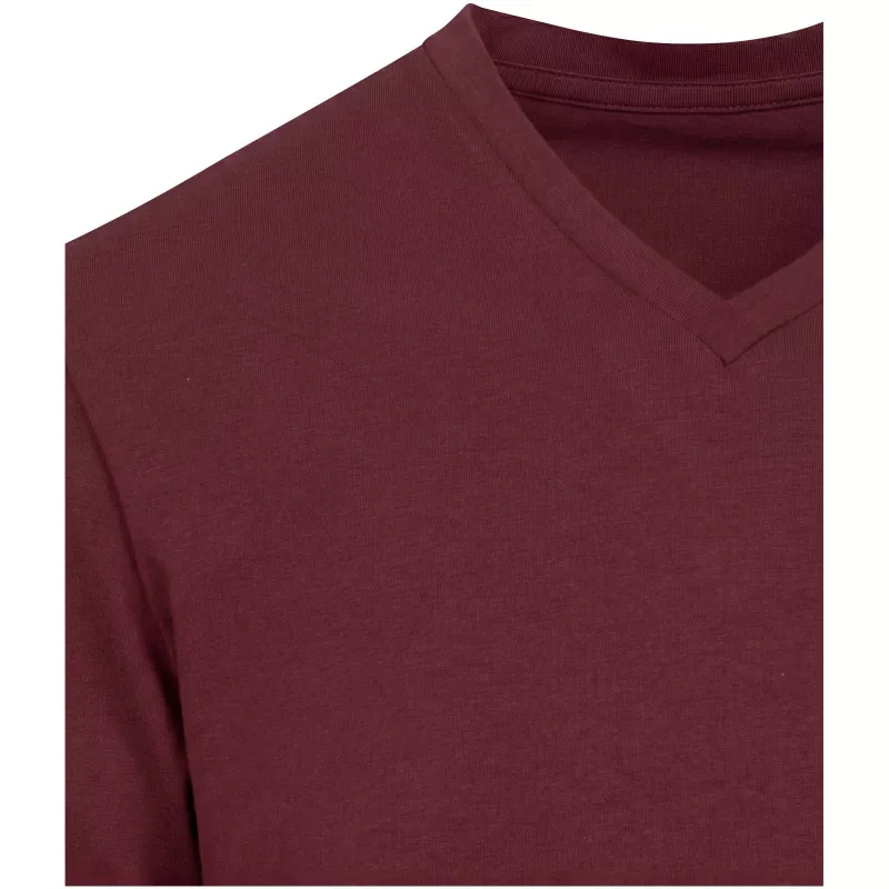 Balfour organiczna koszulka unisex z krótkim rękawem i dekoltem w serek, wykonana z materiału o gramaturze 200 g/m², z certyf - Głęboki bordowy (39665-DPBURGUN)