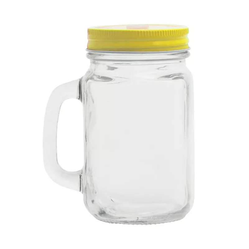 Słoik do picia 500 ml ze słomką - żółty (V8983-08)