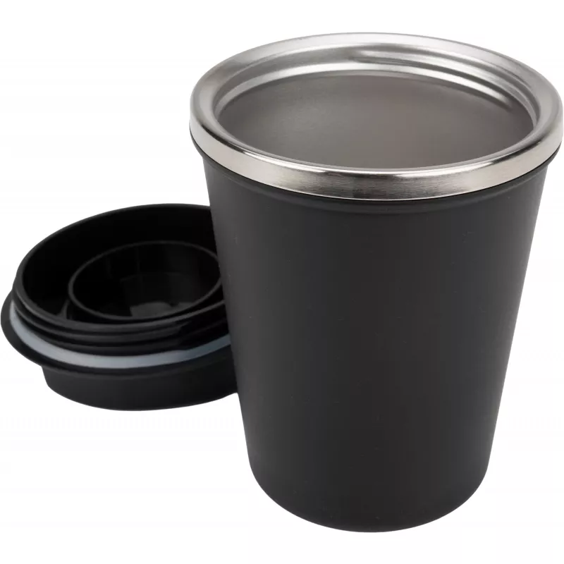 Kubek termiczny 350 ml z powłoką z recyklingu METODY - czarny (8496203)