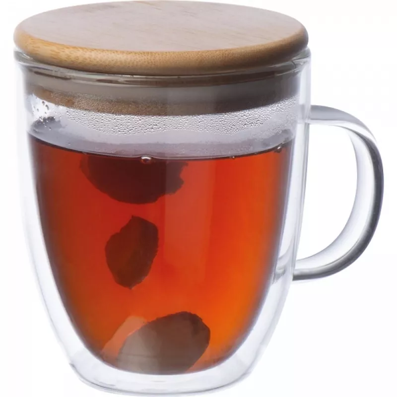 Kubek szklany z pokrywką 350 ml CECIL - przeźroczysty (8153766)