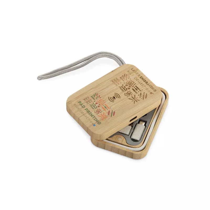 Zestaw kabli do ładowania z ładowarką indukcyjną BUMO - beżowy (09185-17)