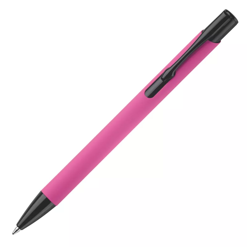 Długopis meatlowy gumowany Alicante - różowy / czarny (LT80537-N7602)