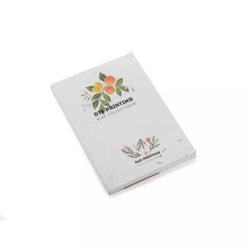 Notes z okładką wykonaną z kwiatów bawełny i nagietka MARIGOLD A5 - biały (18213-01)