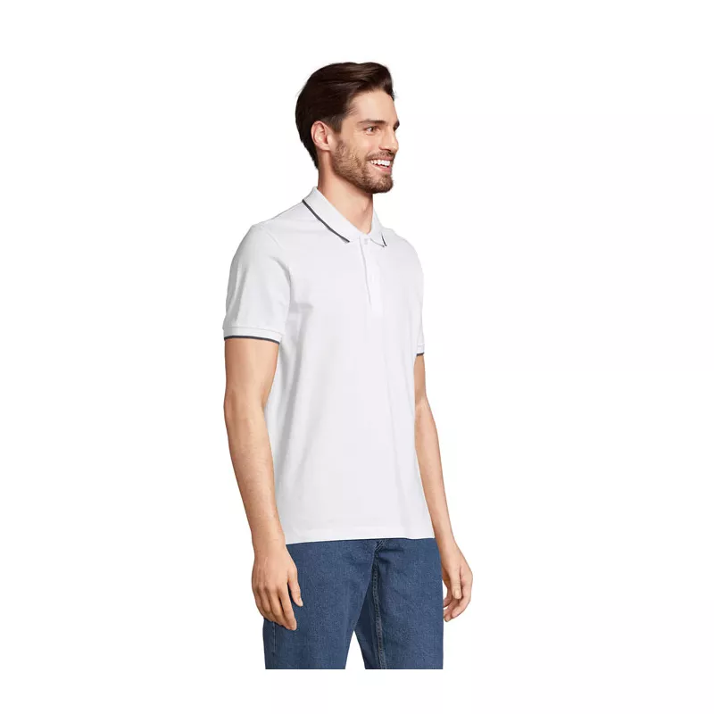Koszulka polo unisex z prążkiem Sol's PALERMO - White/French Navy (S04769-FV)