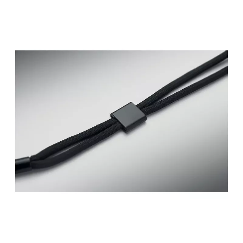 Smycz krótka do telefonu z RPET NONETTE WRIST - Czarny (MO2668-03)