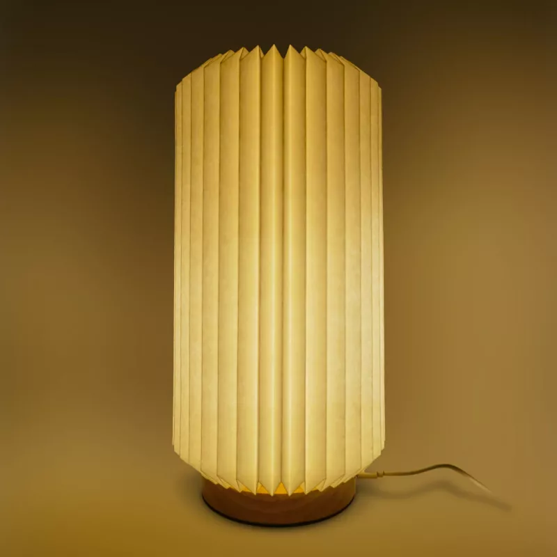 Składana papierowa lampa LED Coollux Aurora Tall na drewnianej podstawie, 32 cm - naturalny-t (LT40726-N0094)