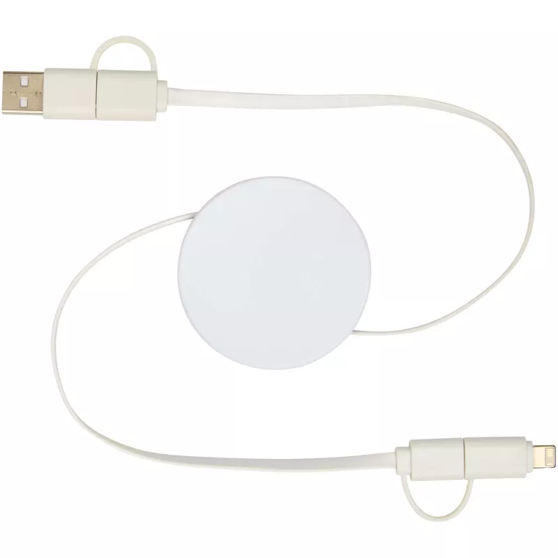 Citala zwijany kabel do synchronizacji danych i szybkiego ładowania 5 w 1 40 W o długości 90 cm z tworzyw sztucznych pochodzących z recyklingu - Biały (12443001)
