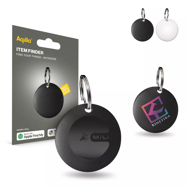 Wodoodporny lokalizator Aqiila Tagbird z brelokiem do kluczy - czarny (LT45201-N0002)