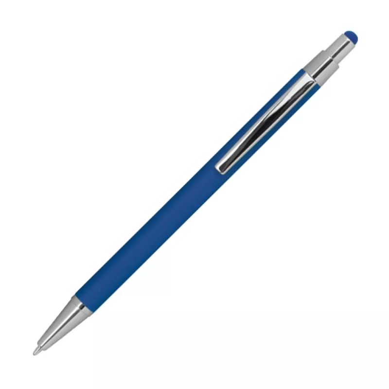 Długopis metalowy gumowany z touch penem - niebieski (1096404)
