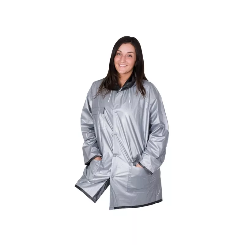 Dwustronny płaszcz przeciwdeszczowy NANTERRE - srebrno-czarny (920537)