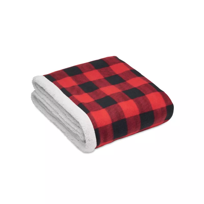 Koc polarowy z podszewką sherpa RPET 180 g/m² SHERMATT - Czerwony (MO2394-05)