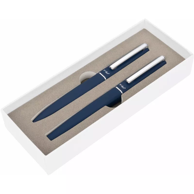 Zestaw piśmienny długopis i pióro kulkowe soft touch SAINTE-MAXIME MoLu - granatowy (393344)