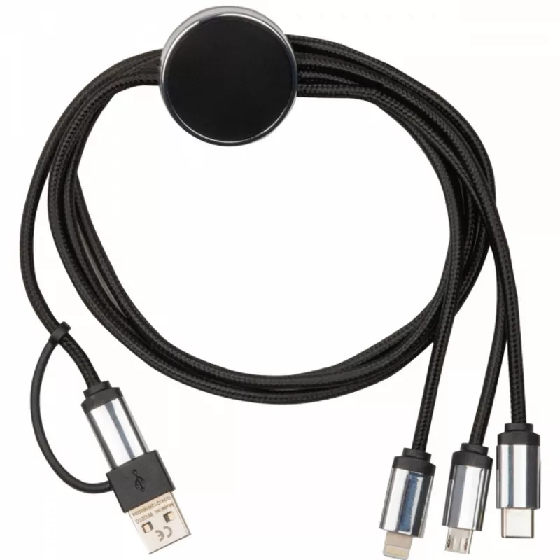 Kabel do ładowania 4w1, podświetlany INGE - czarny (3494503)