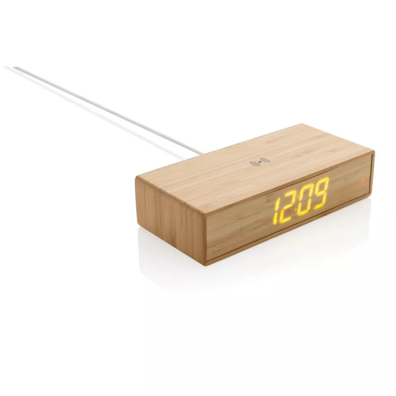 Ładowarka bezprzewodowa 5W, zegar cyfrowy - brązowy (P308.239)