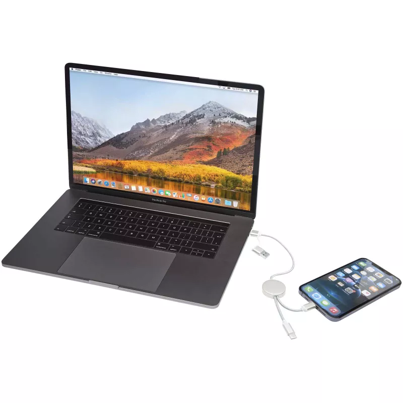 Alasia kabel do synchronizacji danych i szybkiego ładowania 5 w 1 27 W o długości 30 cm z tworzyw sztucznych i aluminium pochodzących z recyklingu - Srebrny (12442481)