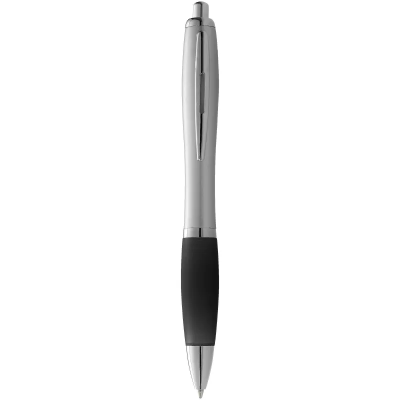 Długopis reklamowy z miękkim w dotyku uchwytem Nash - Czarny-Srebrny (10707709)