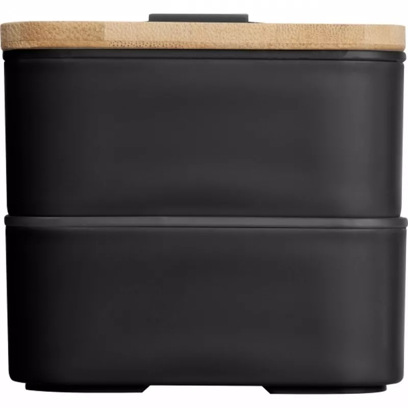 Lunch box 2x600 ml ze sztućcami PESCARA - czarny (253103)