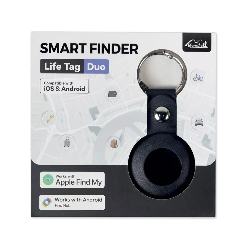 Lokalizator Find My w etui z PU LIFEMATE IN PU CASE - Czarny (MO3108-03)