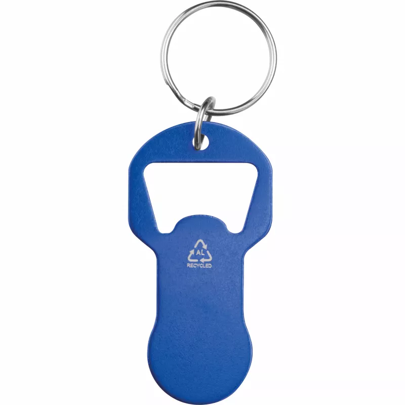 Brelok z otwieraczem do butelek i żetonem do wózka z aluminium z recyklingu OLIWIER - white (9544504)