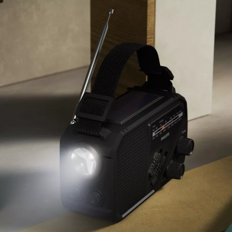Radio awaryjne Philips TAR1609 z analogowym tunerem FM/AM i latarką - czarny (LT42262-N0002)
