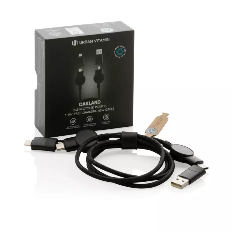 Kabel do ładowania 6 w 1 45W Urban Vitamin Oakland - czarny (P302.701)